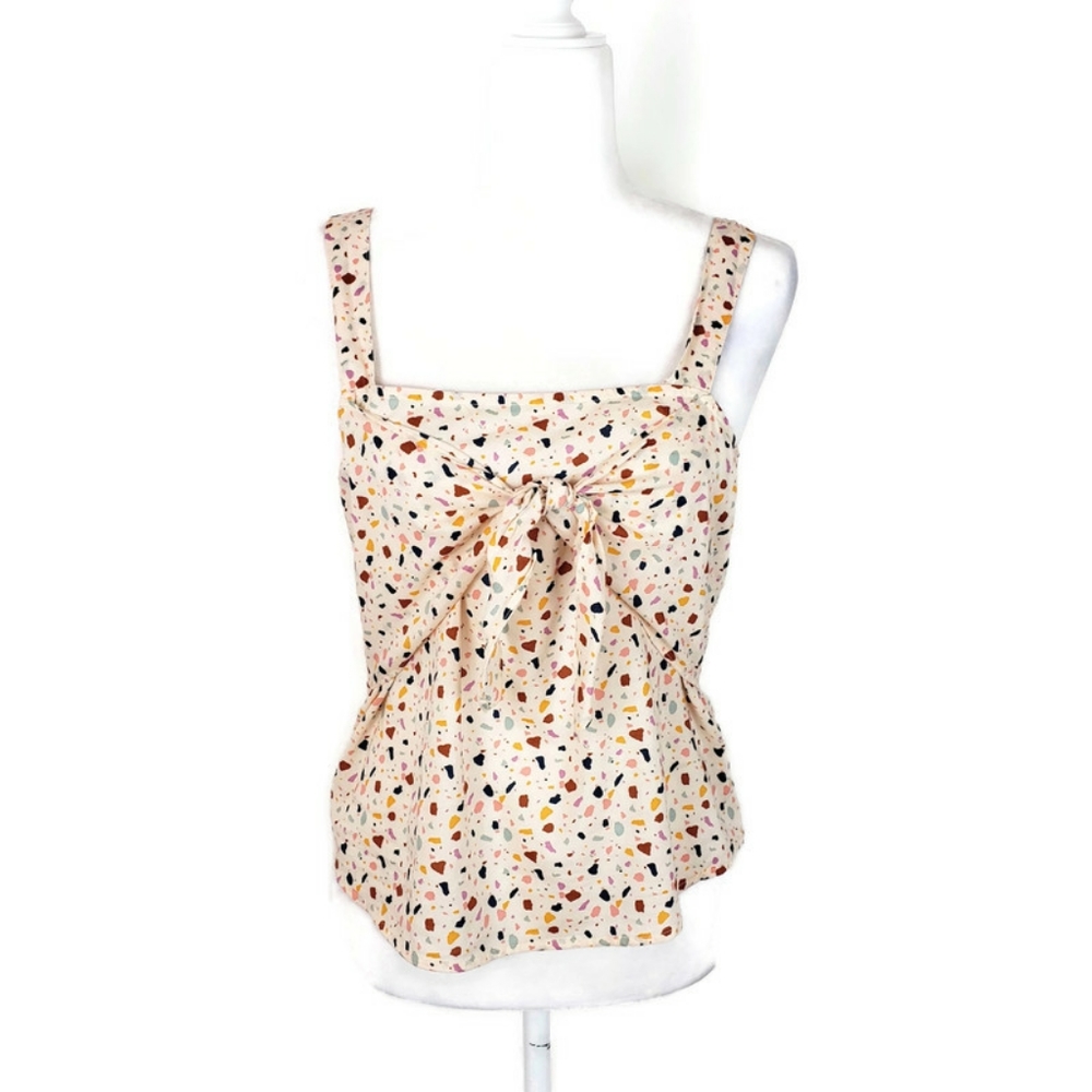 NWT Madewell Tie Front Cami Top Terrazo Print sz 4